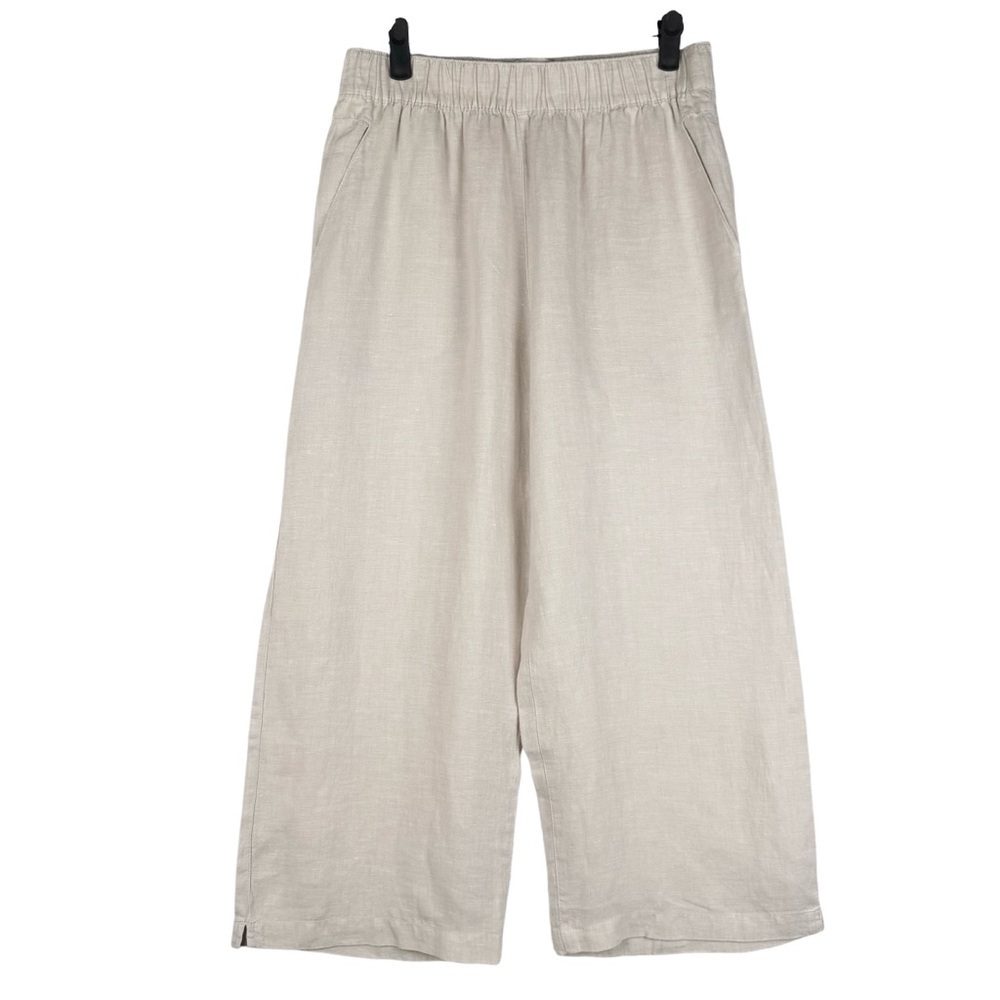 Cynthia Rowley 100% Linen Cropped Pants Size M culotte style Wide Leg Lagen Look